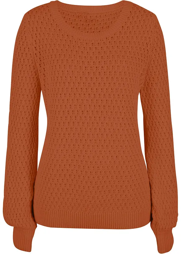 Pullover mit Strukturstrick aus Baumwollmix in braun von vorne - bonprix