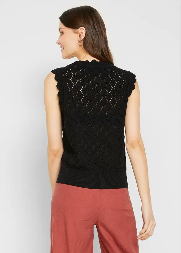 Ajour-Pullunder aus Baumwoll-Mix in schwarz von hinten (im Anschnitt) - bonprix Ajour-Pullunder aus Baumwoll-Mix in schwarz von hinten (im Anschnitt) - bonprix