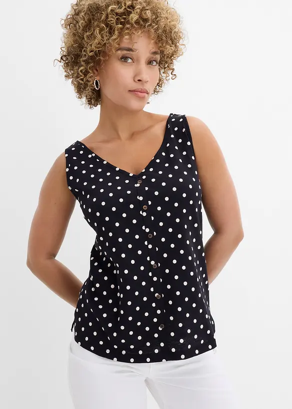 Top aus reiner Bio-Baumwolle in schwarz von vorne (im Anschnitt) - bonprix Top aus reiner Bio-Baumwolle in schwarz von vorne (im Anschnitt) - bonprix