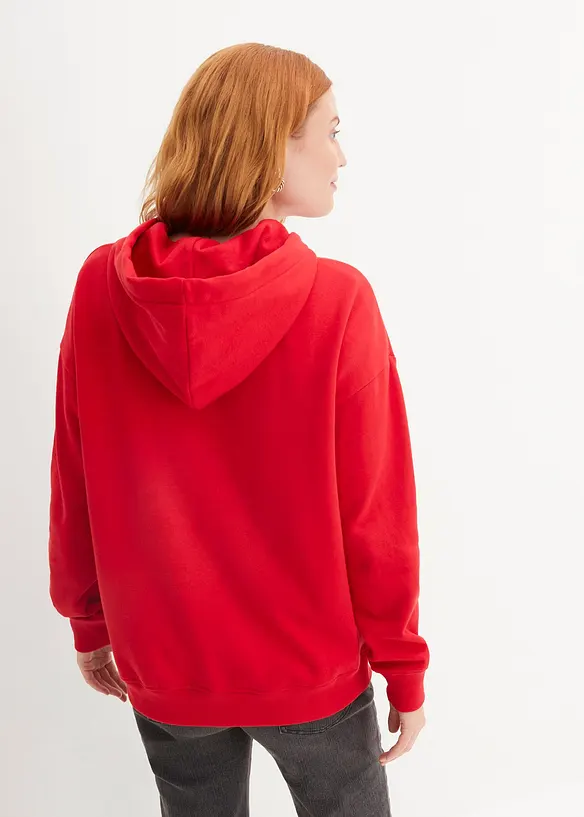 Oversize Hoodie in rot von hinten (im Anschnitt) - bonprix