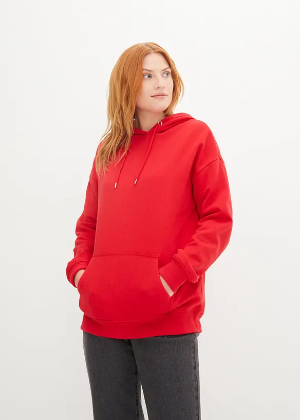 Oversize Hoodie in rot von vorne (im Anschnitt) - bonprix