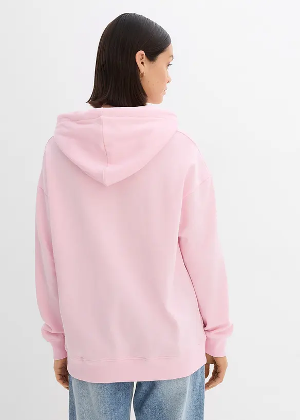 Oversize Hoodie in rosa von hinten (im Anschnitt) - bonprix