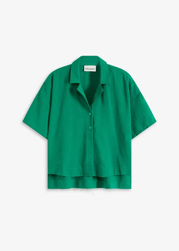 Oversize-Hemdbluse in grün von vorne - bonprix