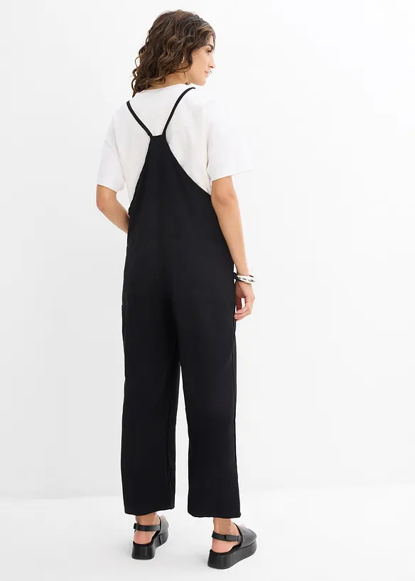 Jumpsuit aus softer Viskose in schwarz von hinten (Totalaufnahme) - bonprix