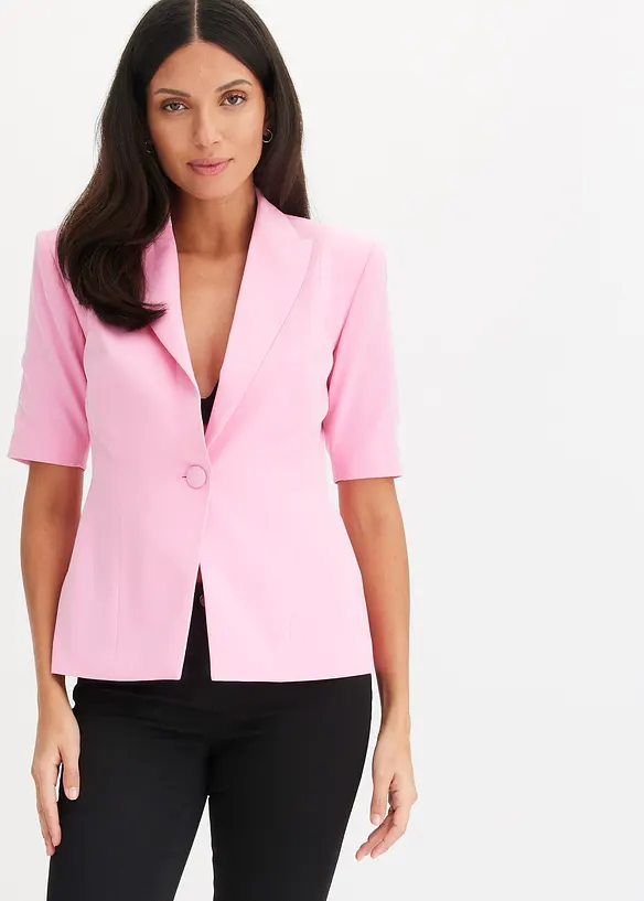 Blazer mit Sandhourglass-Passform in rosa von vorne (im Anschnitt) - bonprix Blazer mit Sandhourglass-Passform in rosa von vorne (im Anschnitt) - bonprix