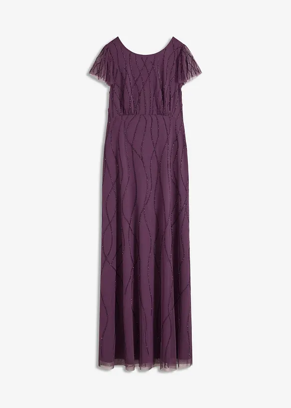 Maxikleid aus zartem Tüll mit Perlenstickerei in lila von vorne - bonprix Maxikleid aus zartem Tüll mit Perlenstickerei in lila von vorne - bonprix