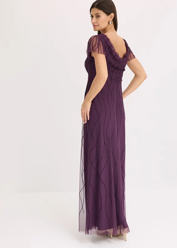 Maxikleid aus zartem Tüll mit Perlenstickerei in lila von hinten (Totalaufnahme) - bonprix Maxikleid aus zartem Tüll mit Perlenstickerei in lila von hinten (Totalaufnahme) - bonprix