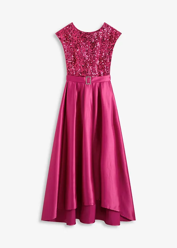Abendkleid aus glänzendem Satin mit Pailletten in pink von vorne - bonprix Abendkleid aus glänzendem Satin mit Pailletten in pink von vorne - bonprix