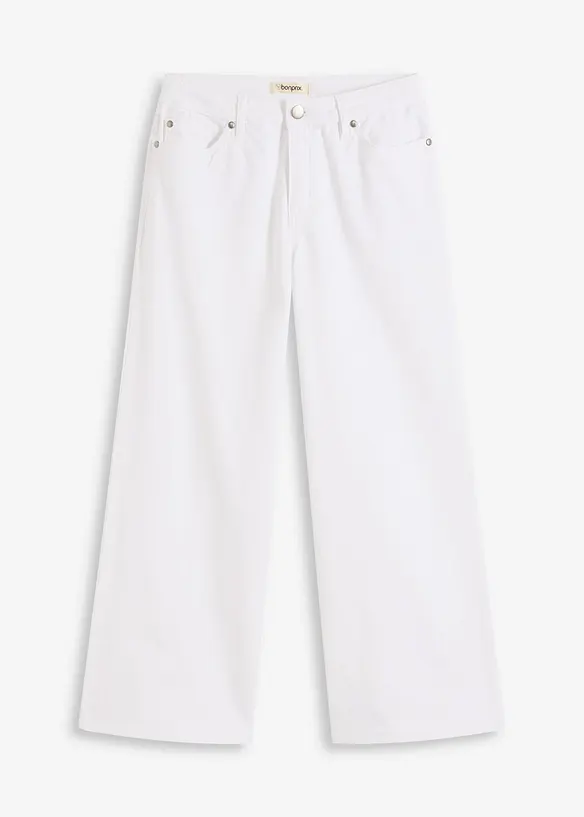 Culotte aus elastischem Baumwoll-Mix in weiß von vorne - bonprix