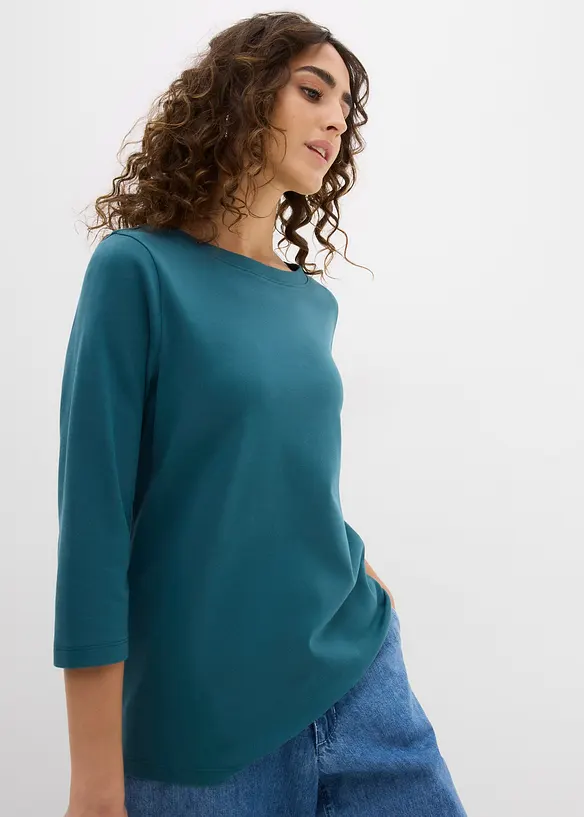 Shirt aus reiner schwerer Bio-Baumwolle in petrol von vorne (im Anschnitt) - bonprix Shirt aus reiner schwerer Bio-Baumwolle in petrol von vorne (im Anschnitt) - bonprix