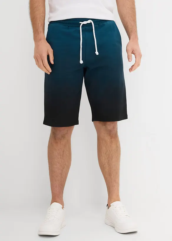 Sweat-Bermuda aus reiner Baumwolle in petrol von vorne - bonprix