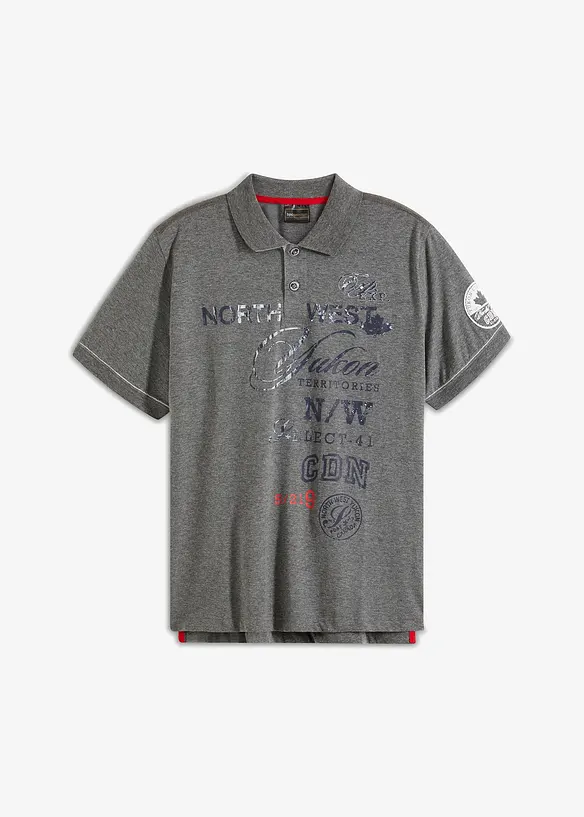 Poloshirt, Kurzarm aus Jersey in grau von vorne - bonprix
