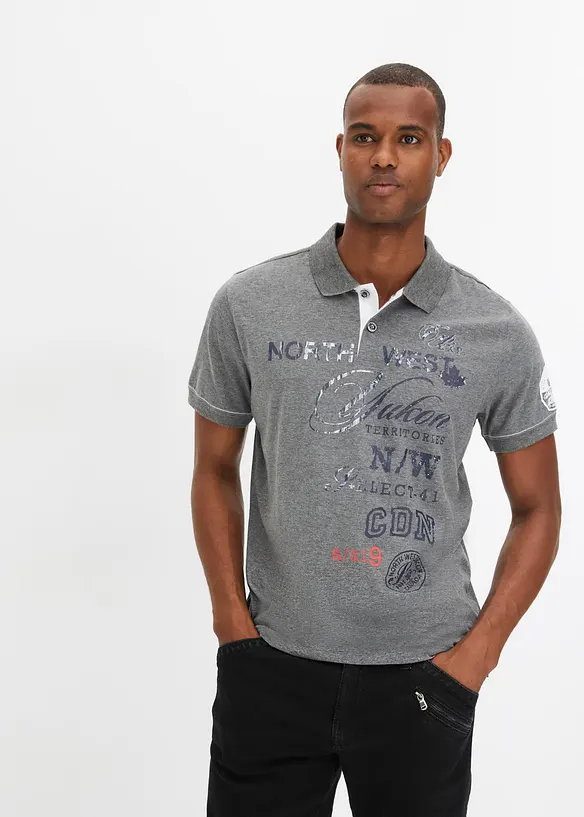 Poloshirt, Kurzarm aus Jersey in grau von vorne (im Anschnitt) - bonprix