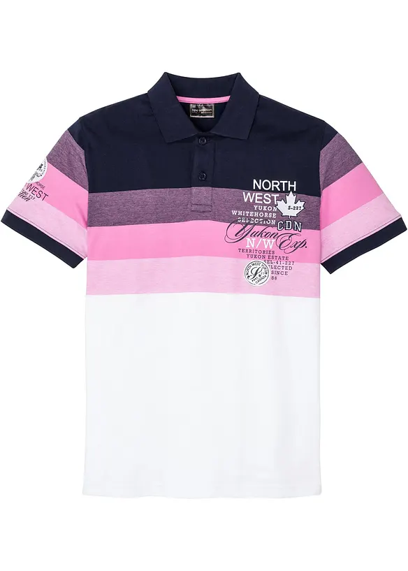 Jersey Poloshirt, Kurzarm aus reiner Bio-Baumwolle in blau von vorne - bonprix