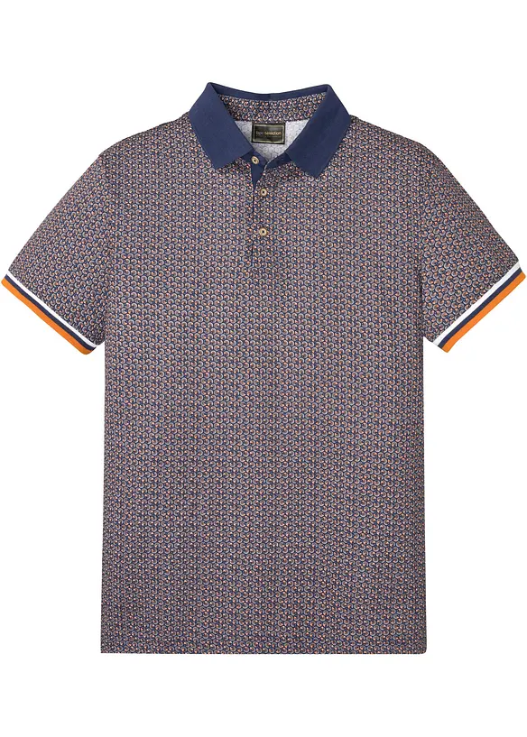 Jersey Poloshirt aus reiner Bio-Baumwolle, Kurzarm in blau von vorne - bonprix