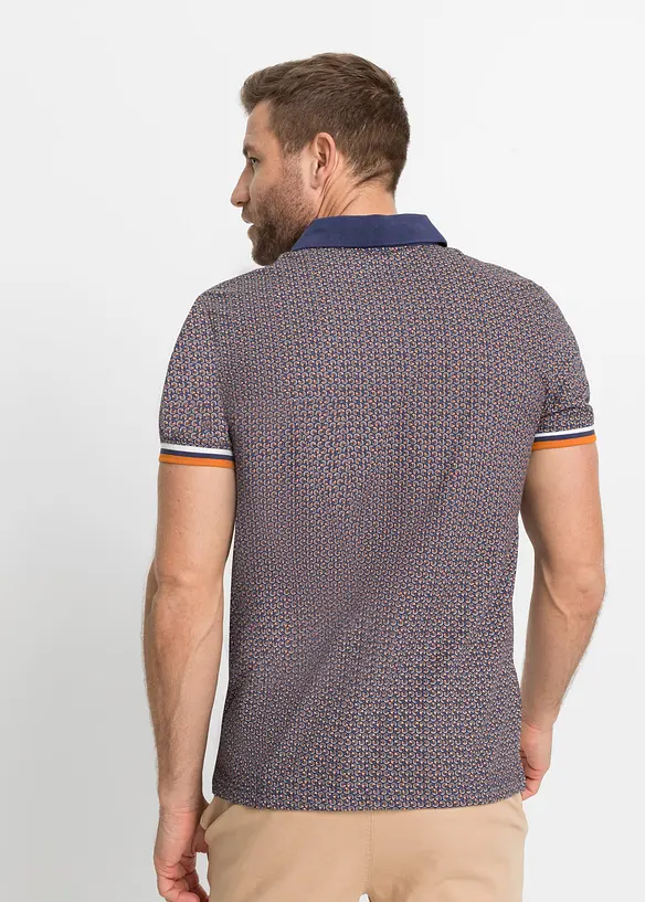 Jersey Poloshirt aus reiner Bio-Baumwolle, Kurzarm in blau von hinten (im Anschnitt) - bonprix
