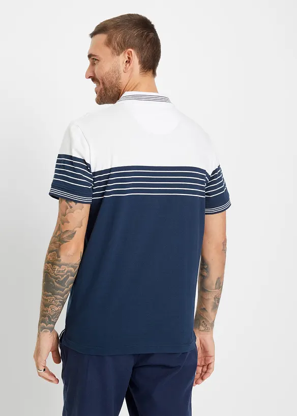 Jersey Poloshirt aus reiner Baumwolle in weiß von hinten (im Anschnitt) - bonprix