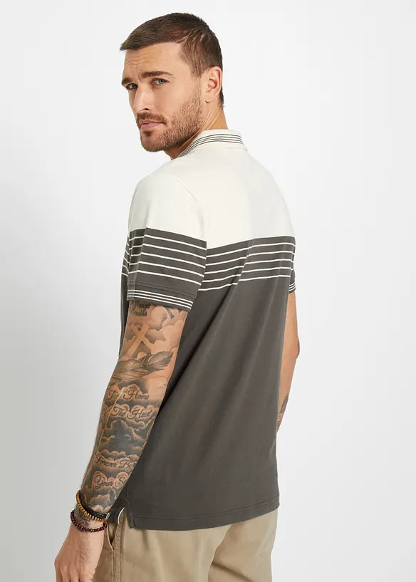 Jersey Poloshirt aus reiner Baumwolle in weiß von hinten (im Anschnitt) - bonprix