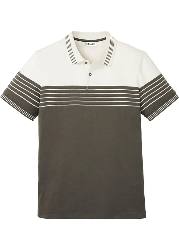 Jersey Poloshirt aus reiner Baumwolle in weiß von vorne - bonprix