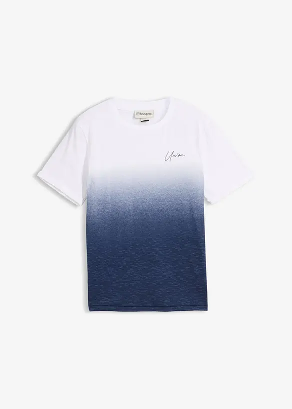 T-Shirt aus reiner Baumwolle, Slim Fit in blau von vorne - bonprix
