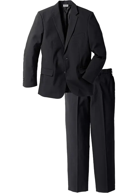 Anzug in Regular Fit (2-tlg. Set) in schwarz von vorne - bonprix