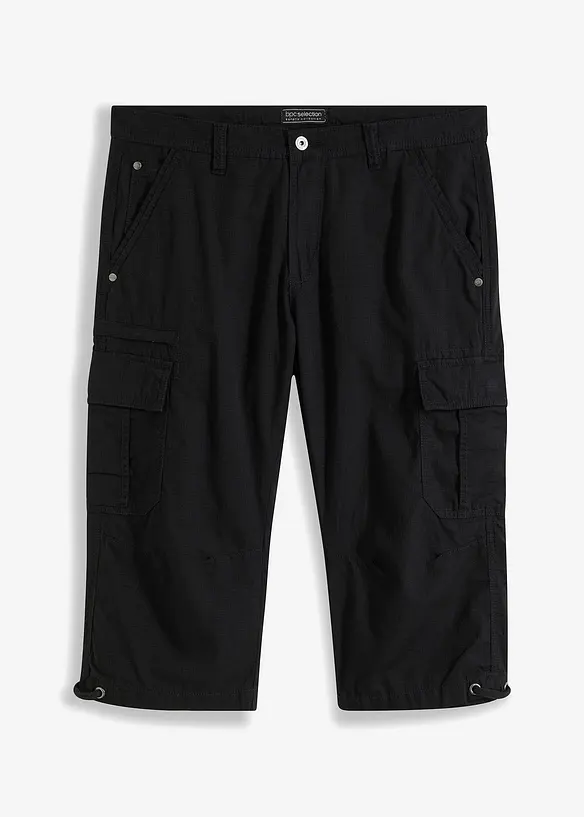 Cargo-Long-Bermuda aus reiner Baumwolle in Regular-Fit in grau von vorne - bonprix