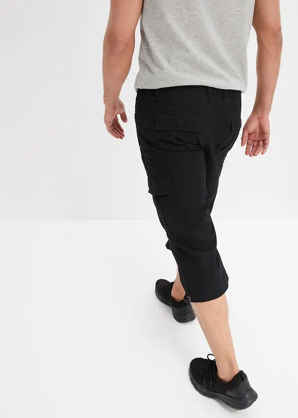 Cargo-Long-Bermuda aus reiner Baumwolle in Regular-Fit in grau von hinten - bonprix