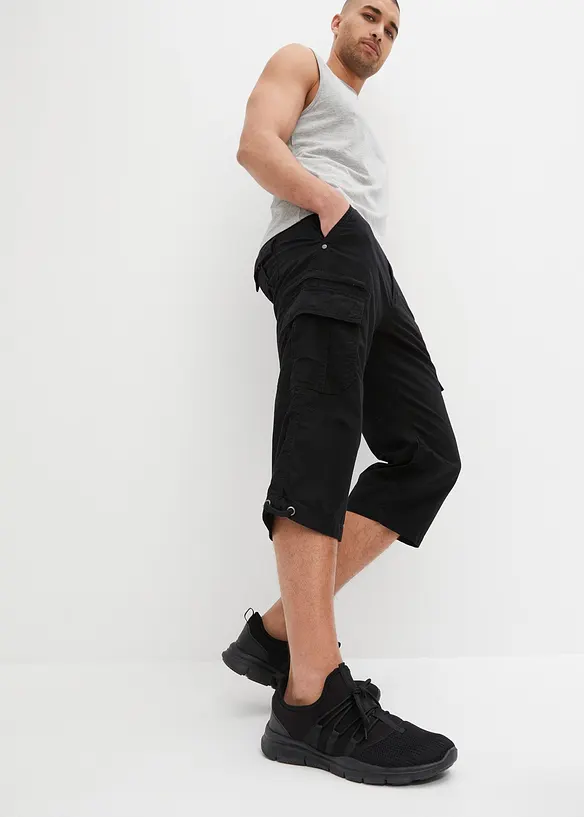 Cargo-Long-Bermuda aus reiner Baumwolle in Regular-Fit in grau von vorne - bonprix
