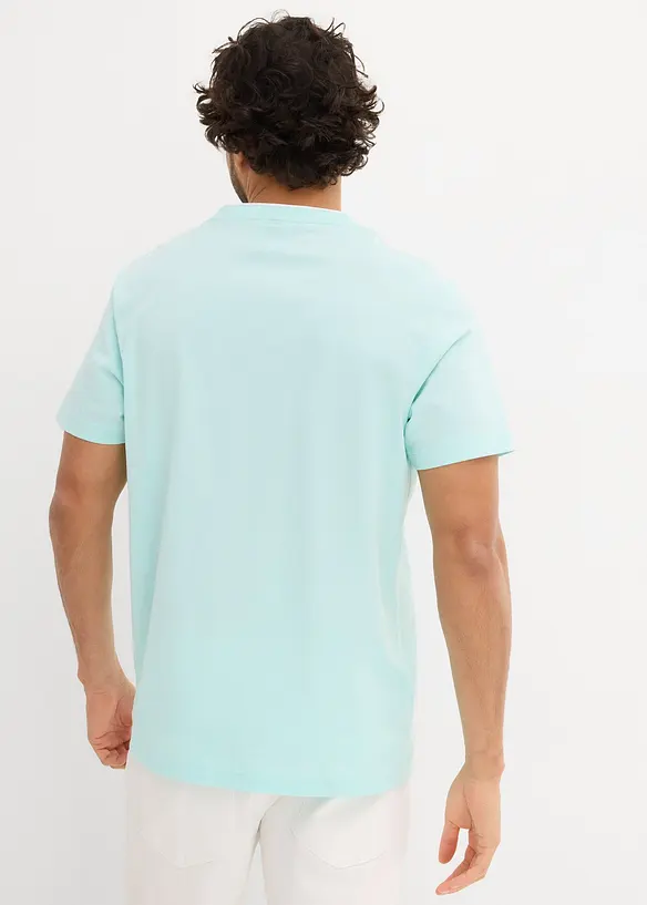 Henleyshirt, Kurzarm aus reiner Bio-Baumwolle in blau von hinten (im Anschnitt) - bonprix