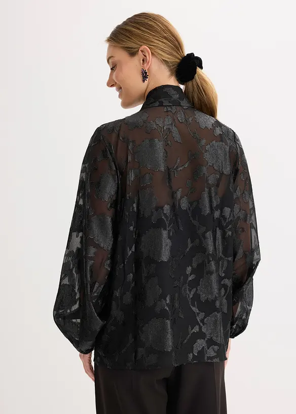 Schlupfbluse mit Stickerei in schwarz von hinten (im Anschnitt) - bonprix