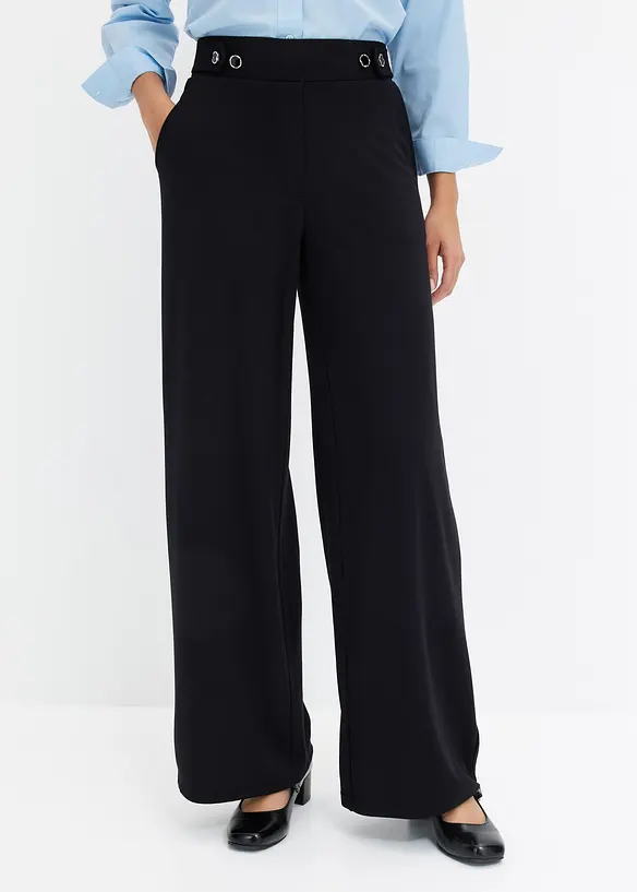 Jersey-Hose aus Punto di Roma in schwarz von vorne - bonprix