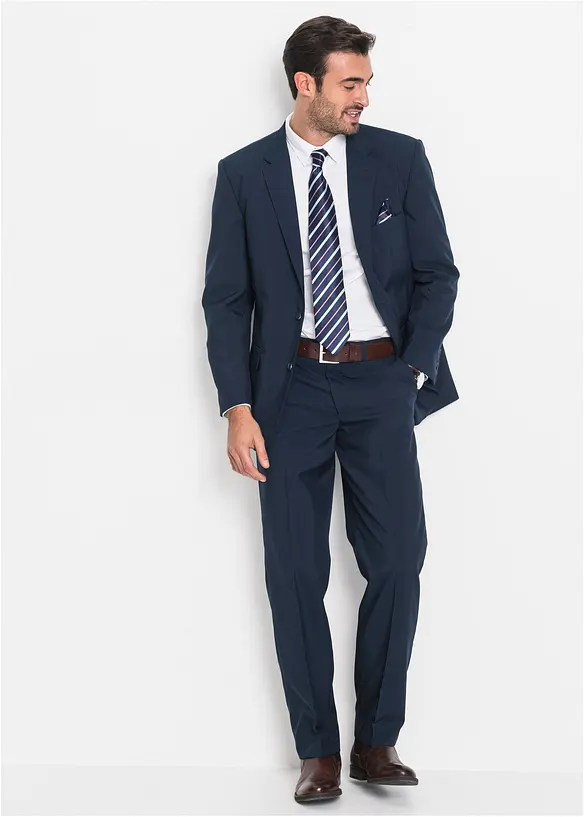 Anzug in Regular Fit (2-tlg. Set) in blau von vorne (Totalaufnahme) - bonprix