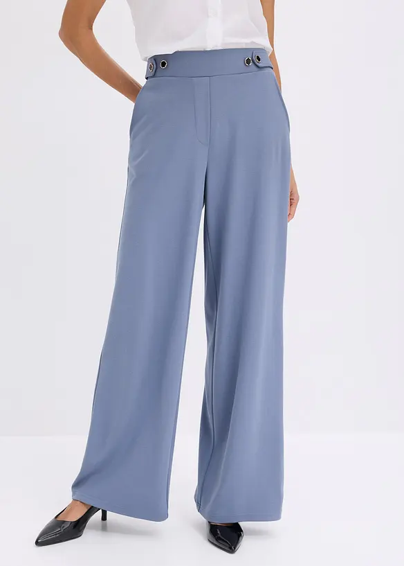Jersey-Hose aus Punto di Roma in blau von vorne - bonprix
