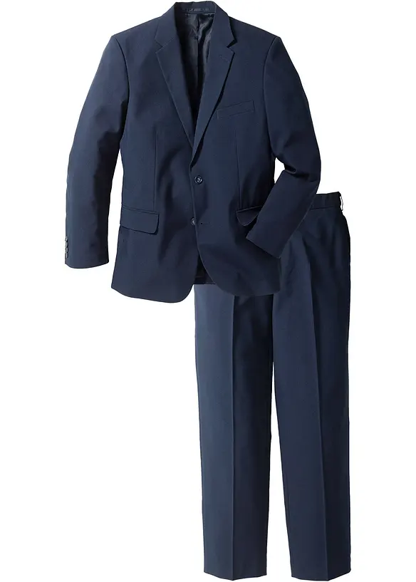 Anzug in Regular Fit (2-tlg. Set) in blau von vorne - bonprix