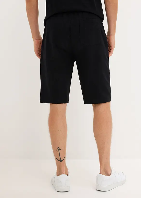 Sweat-Bermuda aus reiner Bio-Baumwolle in schwarz von hinten - bonprix