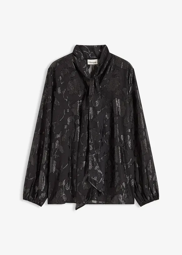 Schlupfbluse mit Stickerei in schwarz von vorne - bonprix