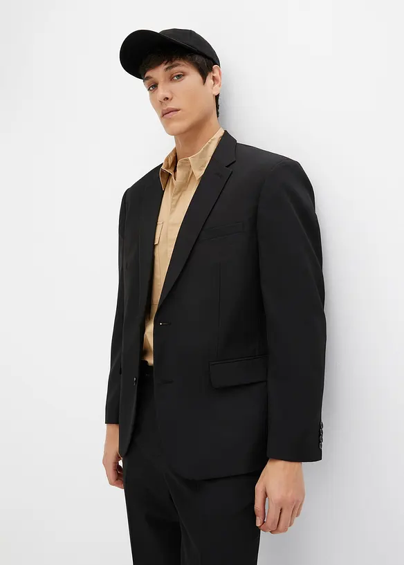 Baukasten-Sakko in Regular Fit in schwarz von vorne (im Anschnitt) - bonprix