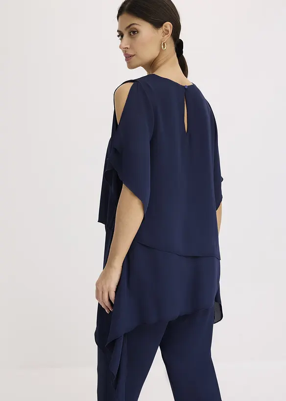 Zipfelbluse im Lagen-Look in blau von hinten (im Anschnitt) - bonprix