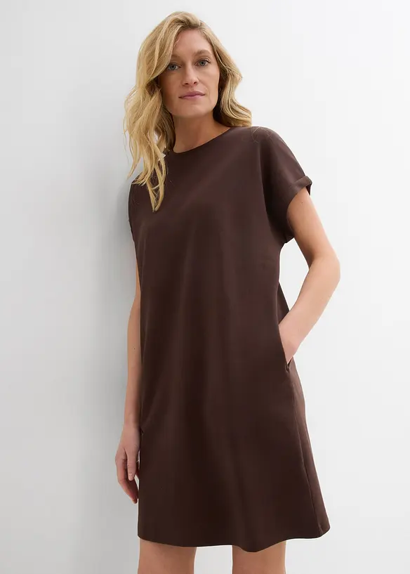 Shirtkleid aus schwerer reiner Bio-Baumwolle in braun von vorne (Totalaufnahme) - bonprix Shirtkleid aus schwerer reiner Bio-Baumwolle in braun von vorne (Totalaufnahme) - bonprix