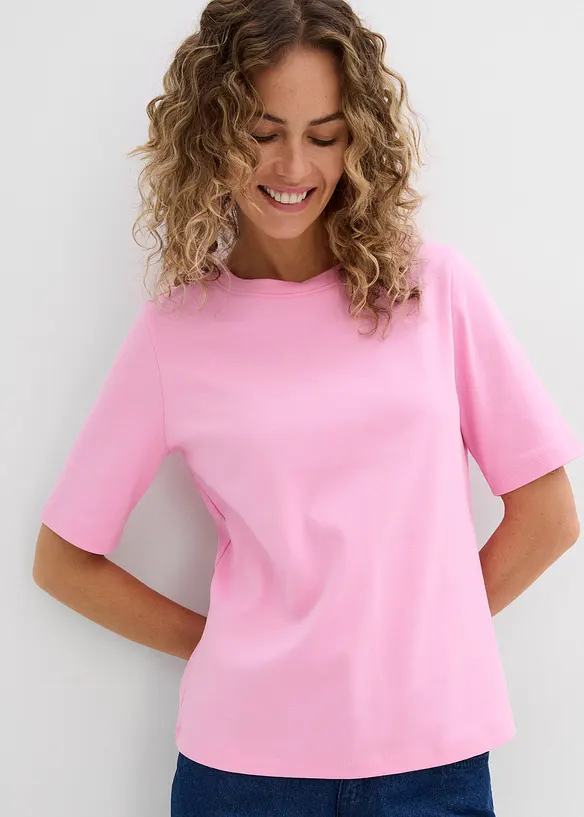 T-Shirt aus reiner Bio-Baumwolle in rosa von vorne (im Anschnitt) - bonprix T-Shirt aus reiner Bio-Baumwolle in rosa von vorne (im Anschnitt) - bonprix