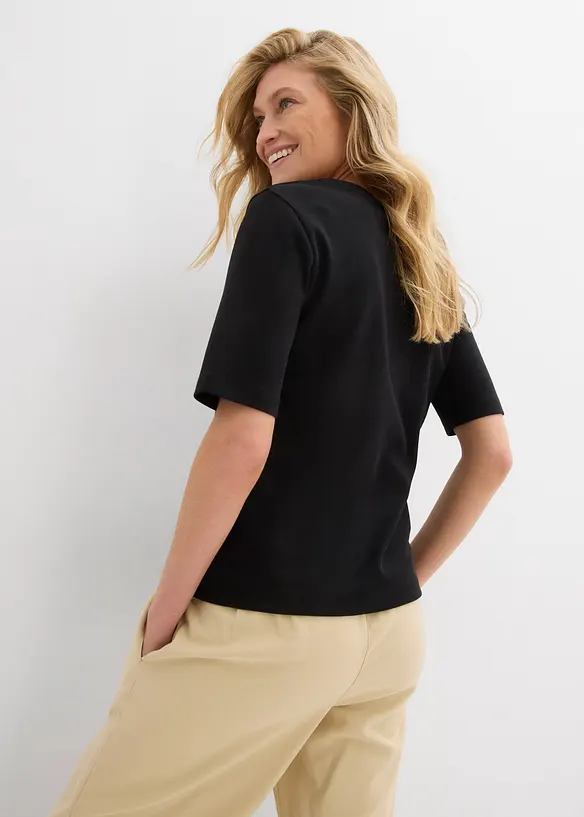 T-Shirt aus reiner Bio-Baumwolle in schwarz von hinten (im Anschnitt) - bonprix