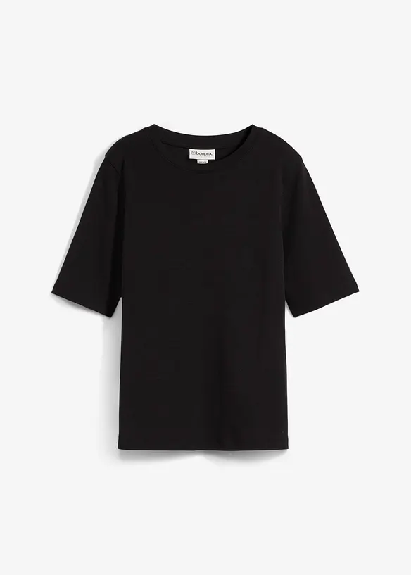 T-Shirt aus reiner Bio-Baumwolle in schwarz von vorne - bonprix