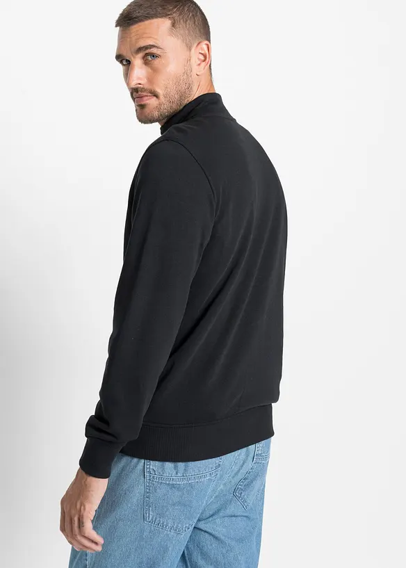 Sweatjacke mit Stehkragen in schwarz von hinten (im Anschnitt) - bonprix
