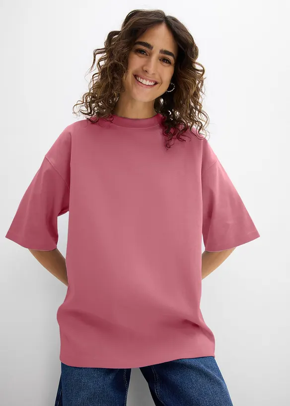 Oversize-Shirt aus reiner schwerer Bio-Baumwolle in lila von vorne (im Anschnitt) - bonprix Oversize-Shirt aus reiner schwerer Bio-Baumwolle in lila von vorne (im Anschnitt) - bonprix