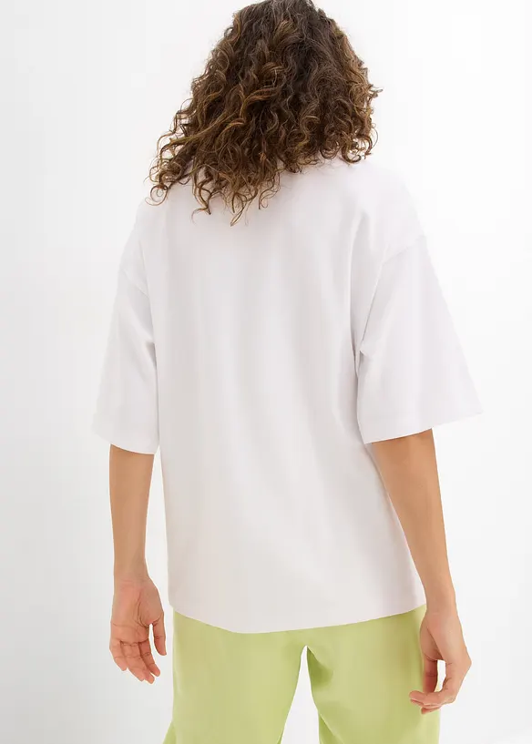 Oversize-Shirt aus reiner schwerer Bio-Baumwolle in weiß von hinten (im Anschnitt) - bonprix