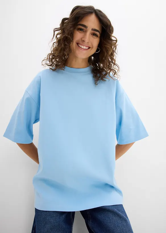 Oversize-Shirt aus reiner schwerer Bio-Baumwolle in blau von vorne (im Anschnitt) - bonprix Oversize-Shirt aus reiner schwerer Bio-Baumwolle in blau von vorne (im Anschnitt) - bonprix