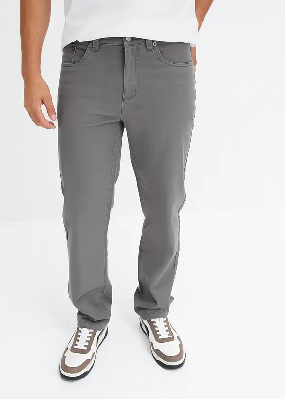 Classic Fit Stretch-Hose, Straight in grau von vorne - bonprix