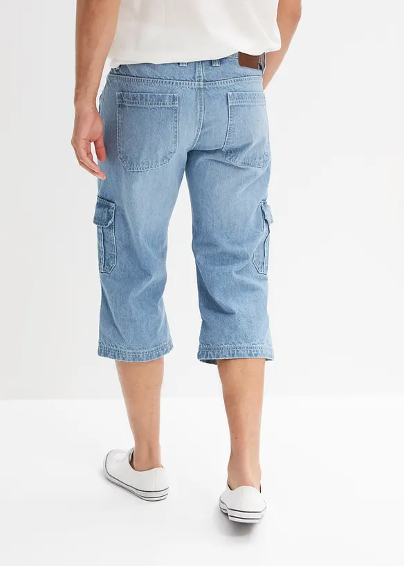 Regular Fit 3/4 Cargojeans, Straight in blau von hinten - bonprix