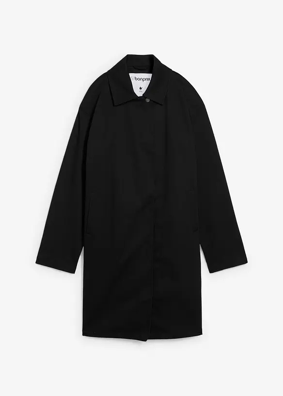Wasserabweisender Trenchcoat, Oversized in schwarz von vorne - bonprix