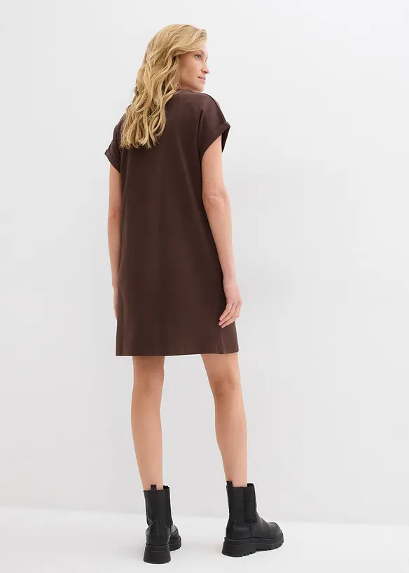 Shirtkleid aus schwerer reiner Bio-Baumwolle in braun von hinten (Totalaufnahme) - bonprix Shirtkleid aus schwerer reiner Bio-Baumwolle in braun von hinten (Totalaufnahme) - bonprix